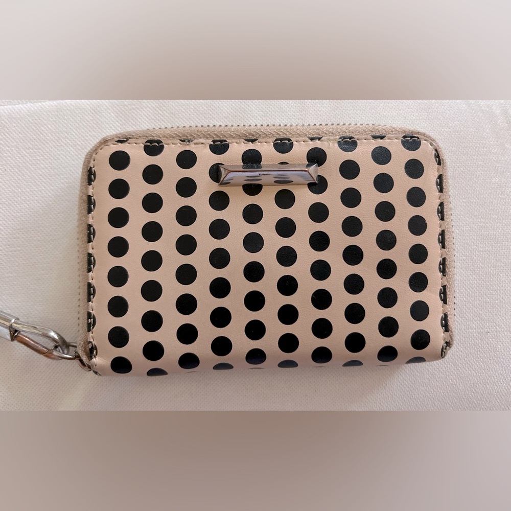 Elizabeth and James pink and black polkadot wallet leather